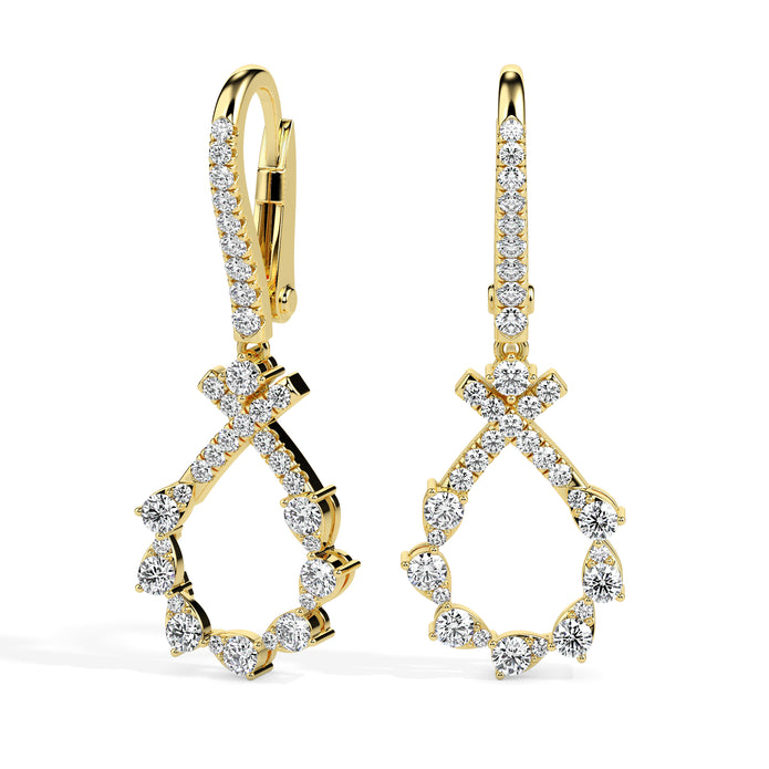0.68Ct Round Cut Prong Lab-Grown Diamond Gold Drop Hoop Earrings