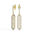 0.74Ct Hexagon Frame Lab-Grown Diamond Gold Drop Earrings