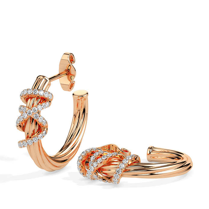 0.20Ct Twisted Design Lab-Grown Diamond Gold Hoop Earrings