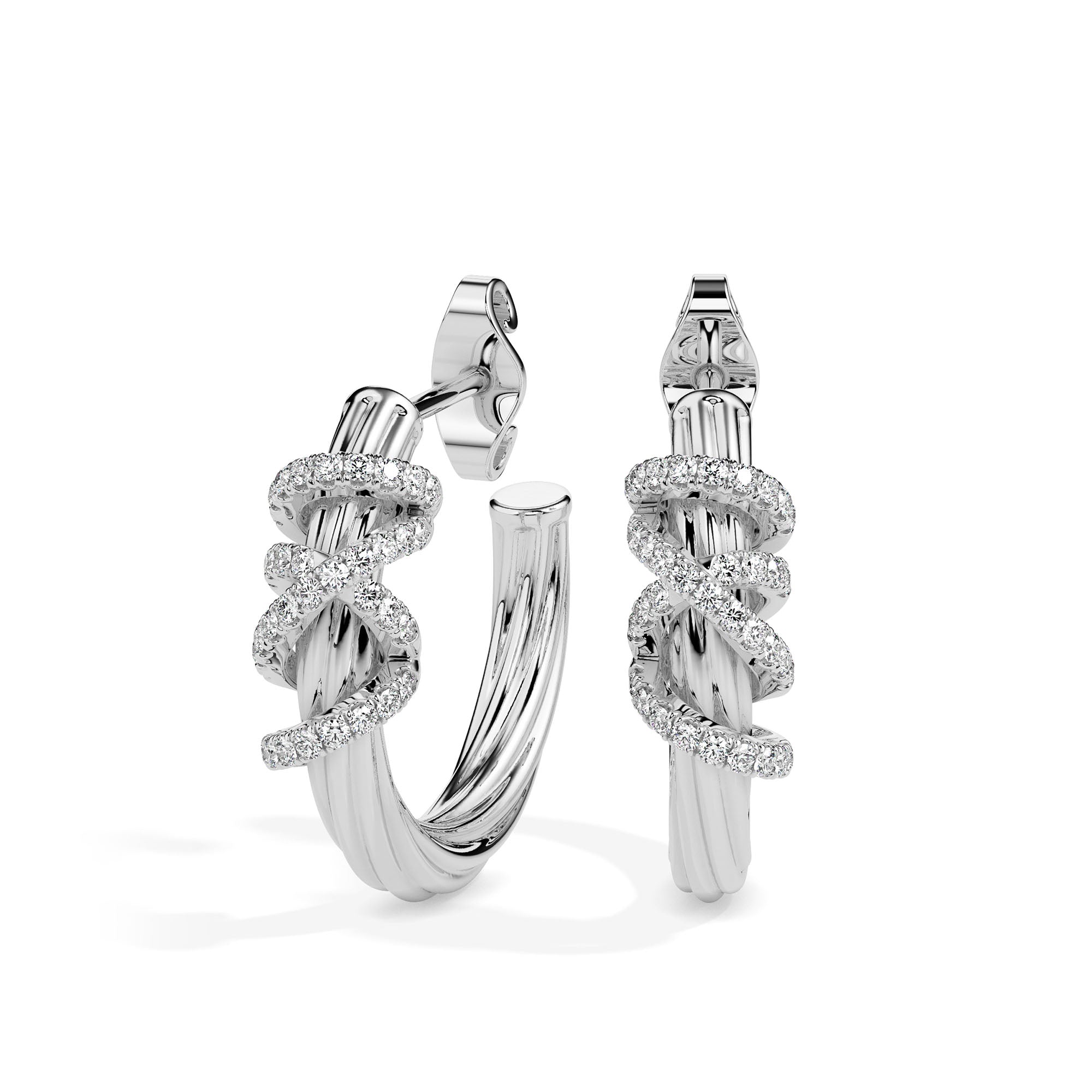 0.20Ct Twisted Design Lab-Grown Diamond Gold Hoop Earrings