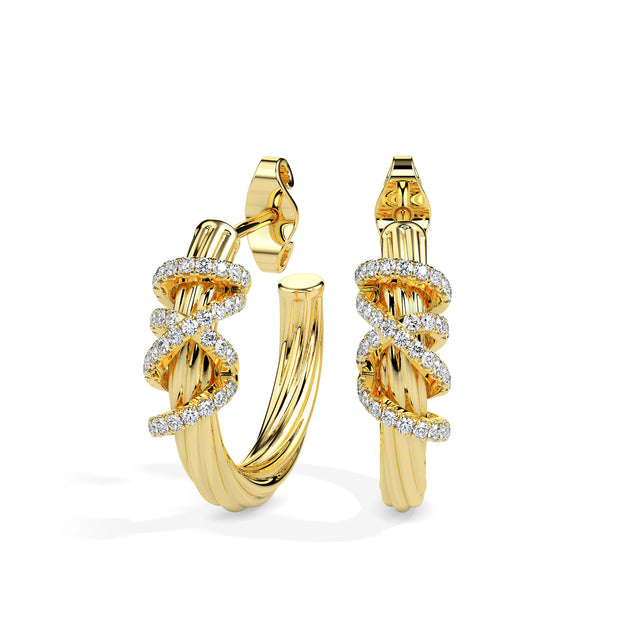 0.20Ct Twisted Design Lab-Grown Diamond Gold Hoop Earrings