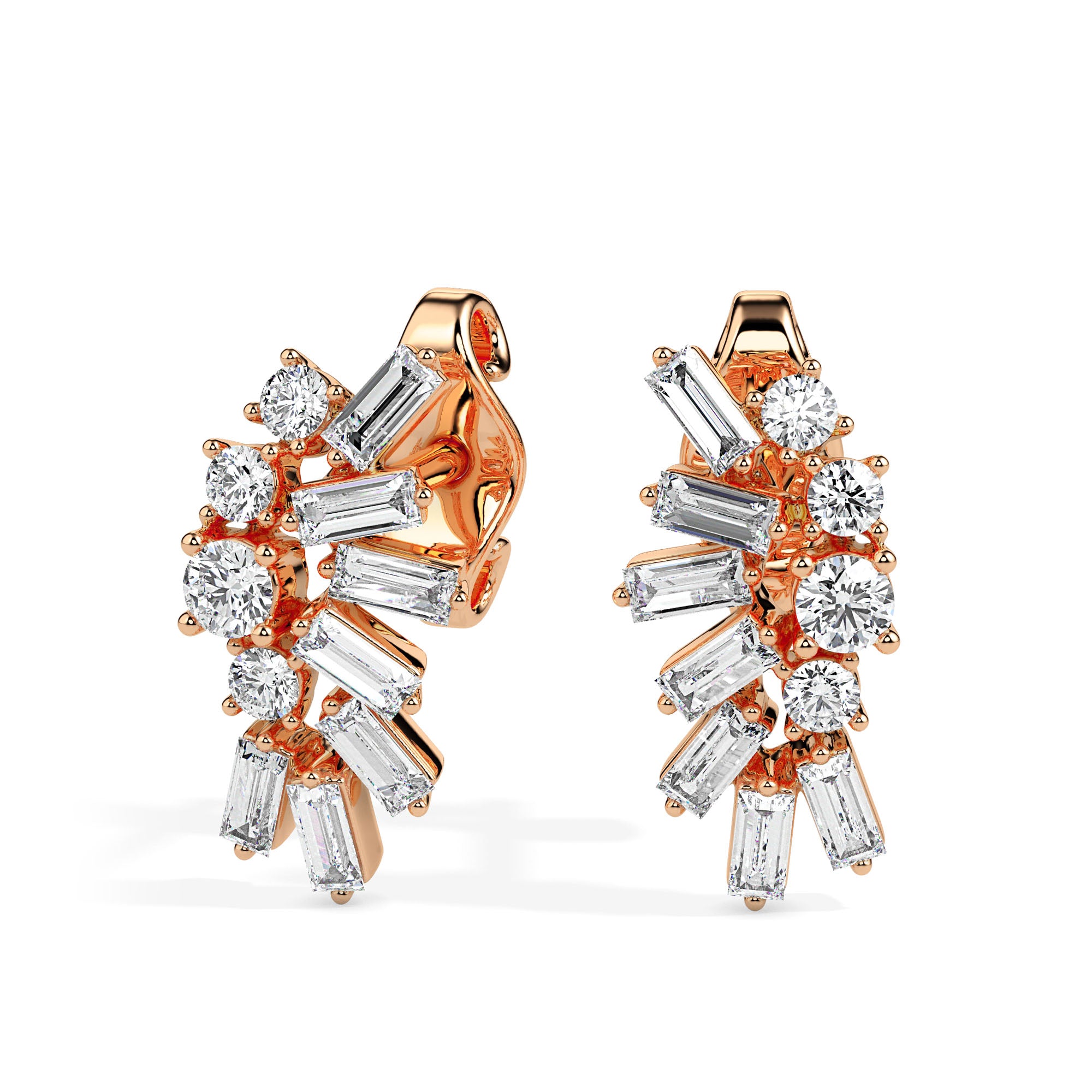 0.60Ct Sunburst Design Lab-Grown Diamond Gold Stud Earrings