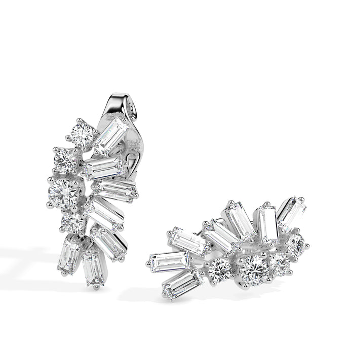 0.60Ct Sunburst Design Lab-Grown Diamond Gold Stud Earrings