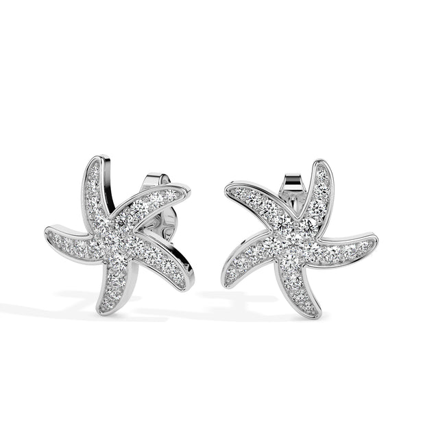 0.44Ct Starfish Shaped Lab-Grown Diamond Gold Stud Earrings