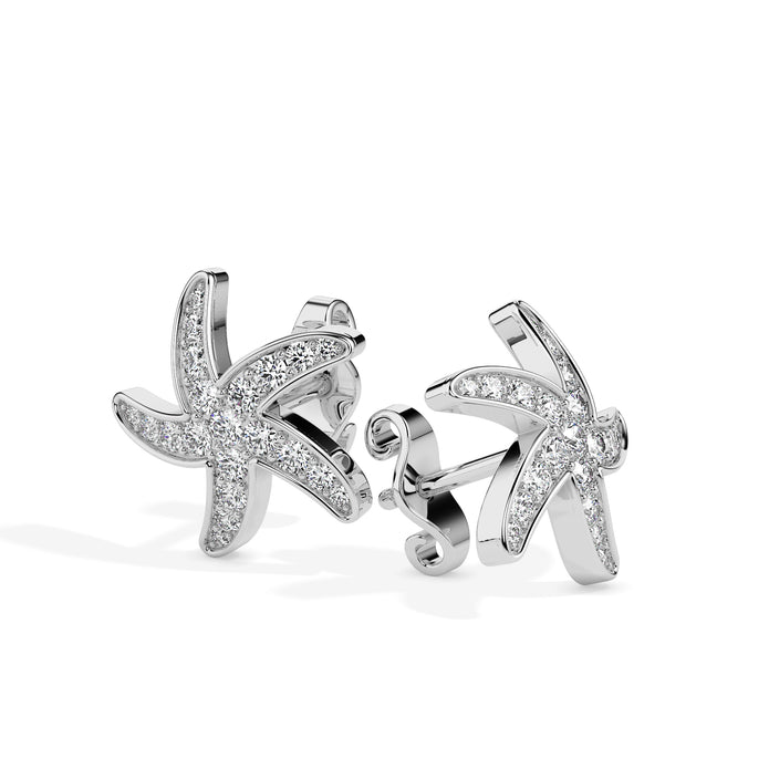 0.44Ct Starfish Shaped Lab-Grown Diamond Gold Stud Earrings