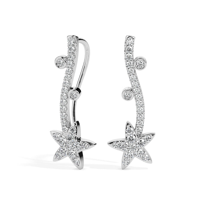 0.49Ct Star Shaped Lab-Grown Diamond Gold Ear Climber Earrings