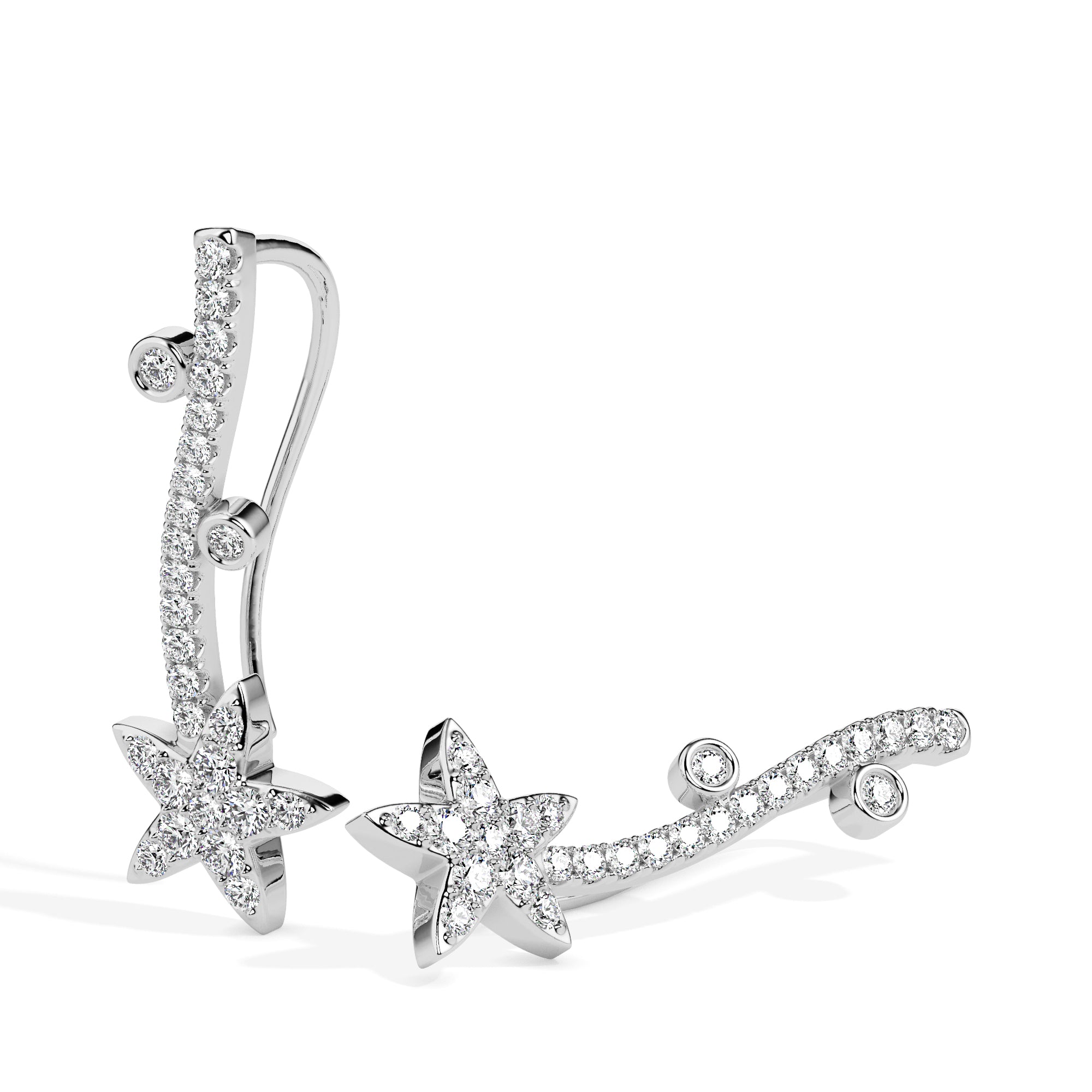0.49Ct Star Shaped Lab-Grown Diamond Gold Ear Climber Earrings