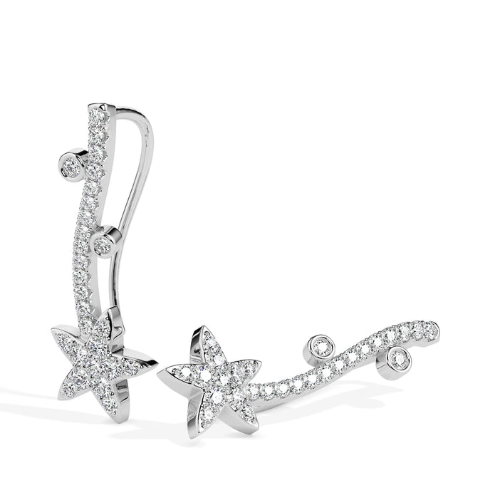 0.49Ct Star Shaped Lab-Grown Diamond Gold Ear Climber Earrings