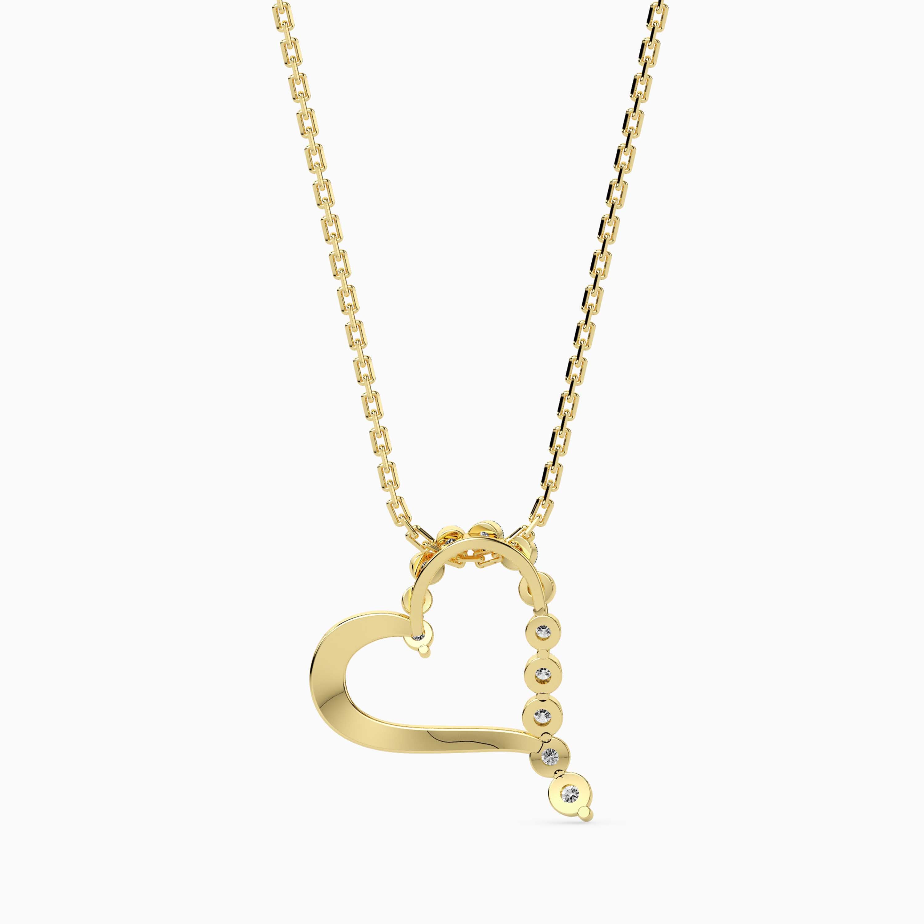 0.13Ct Half Pave Heart Lab-Grown Diamond Gold Pendant Necklace