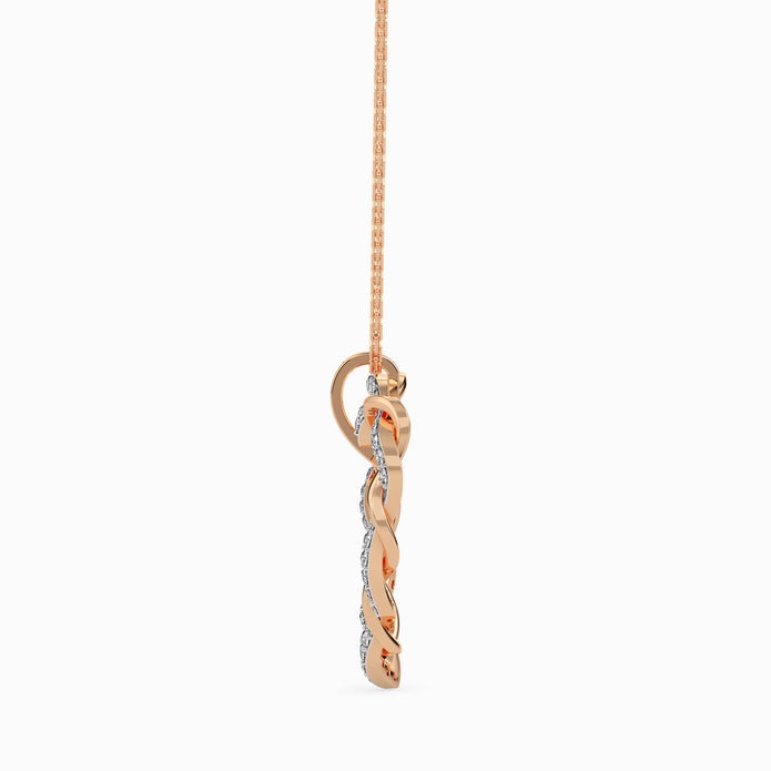 0.21Ct Twisted Pavé Heart Lab-Grown Diamond Gold Pendant Necklace