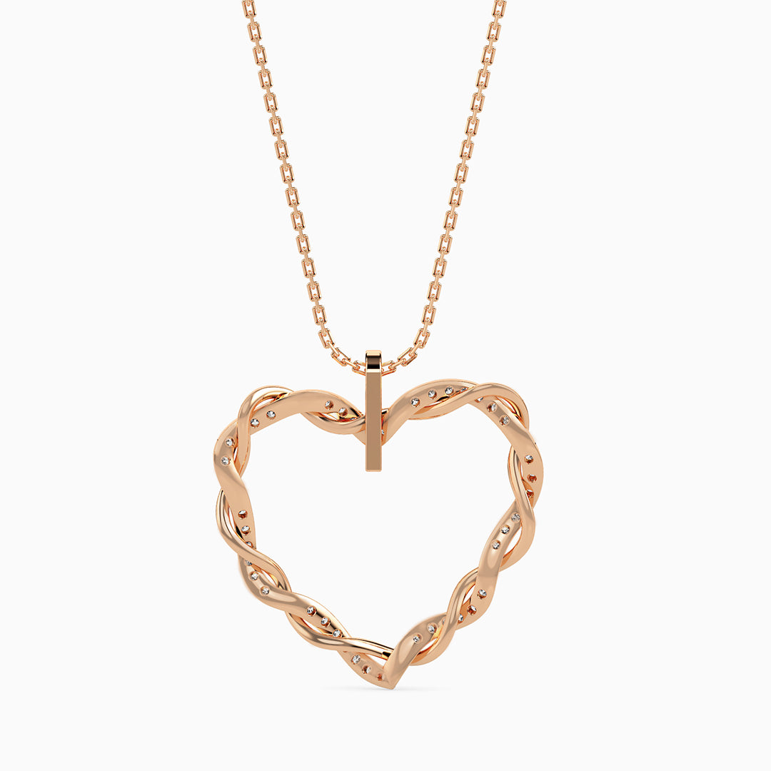 0.21Ct Twisted Pavé Heart Lab-Grown Diamond Gold Pendant Necklace