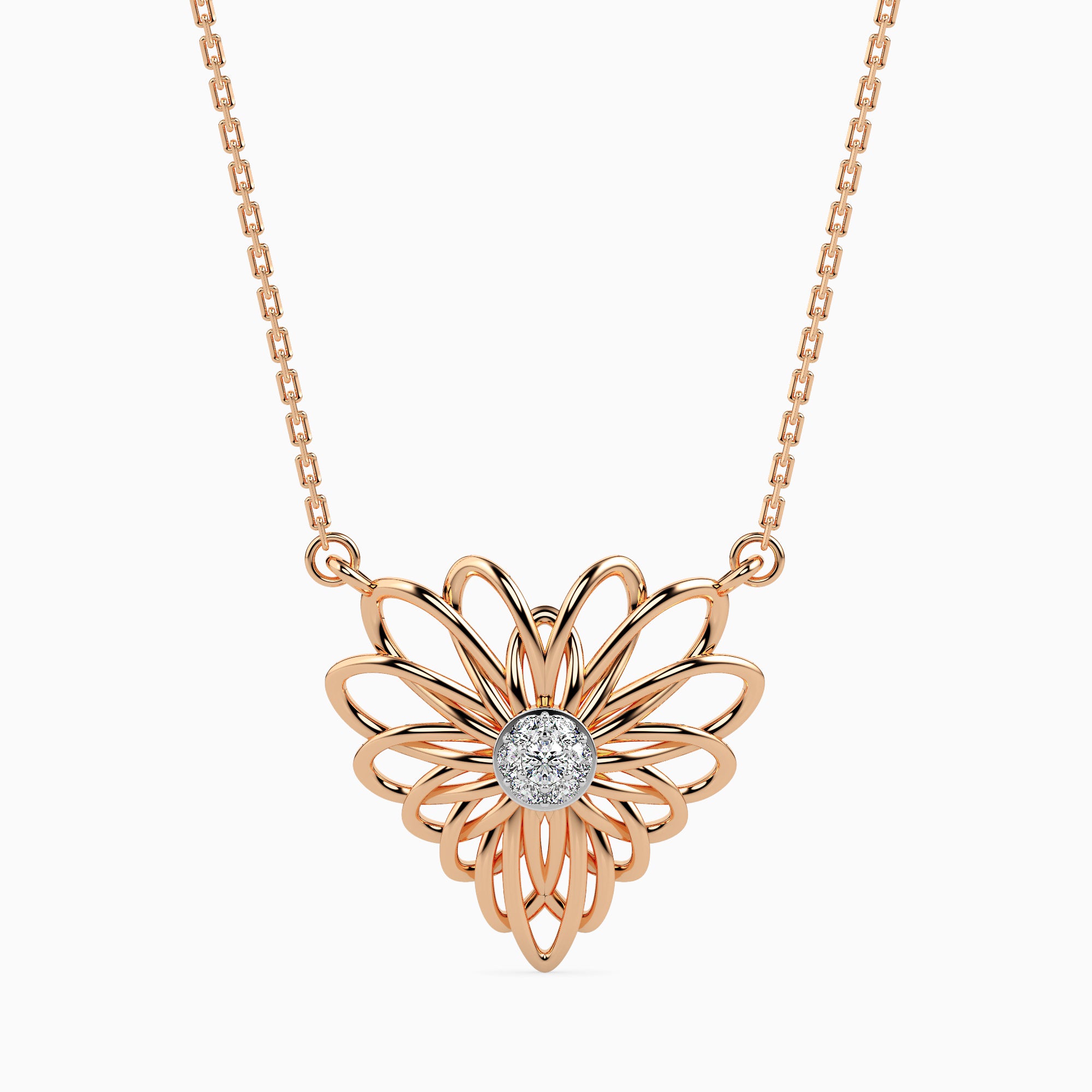 0.06Ct Round Cluster Lab-Grown Diamond Gold Pendant Necklace