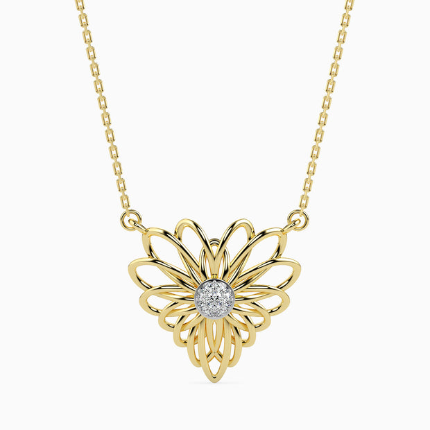 0.06Ct Round Cluster Lab-Grown Diamond Gold Pendant Necklace