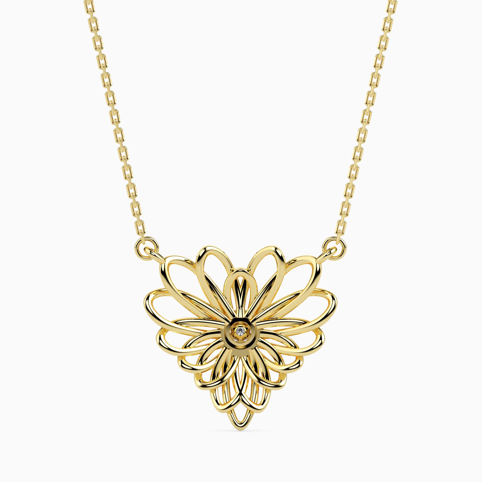 0.06Ct Round Cluster Lab-Grown Diamond Gold Pendant Necklace