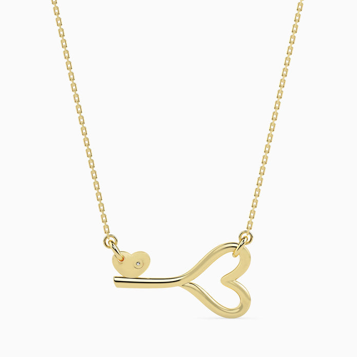 0.01Ct Flush-Set Round Lab-Grown Diamond Gold Pendant Necklace