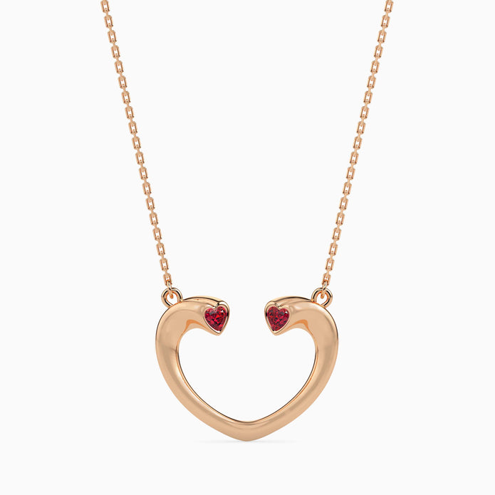 0.11Ct Bezel Set Heart Lab-Grown Diamond Gold Pendant Necklace