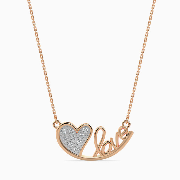 0.11Ct Heart Micro Pave Lab-Grown Diamond Gold Pendant Necklace