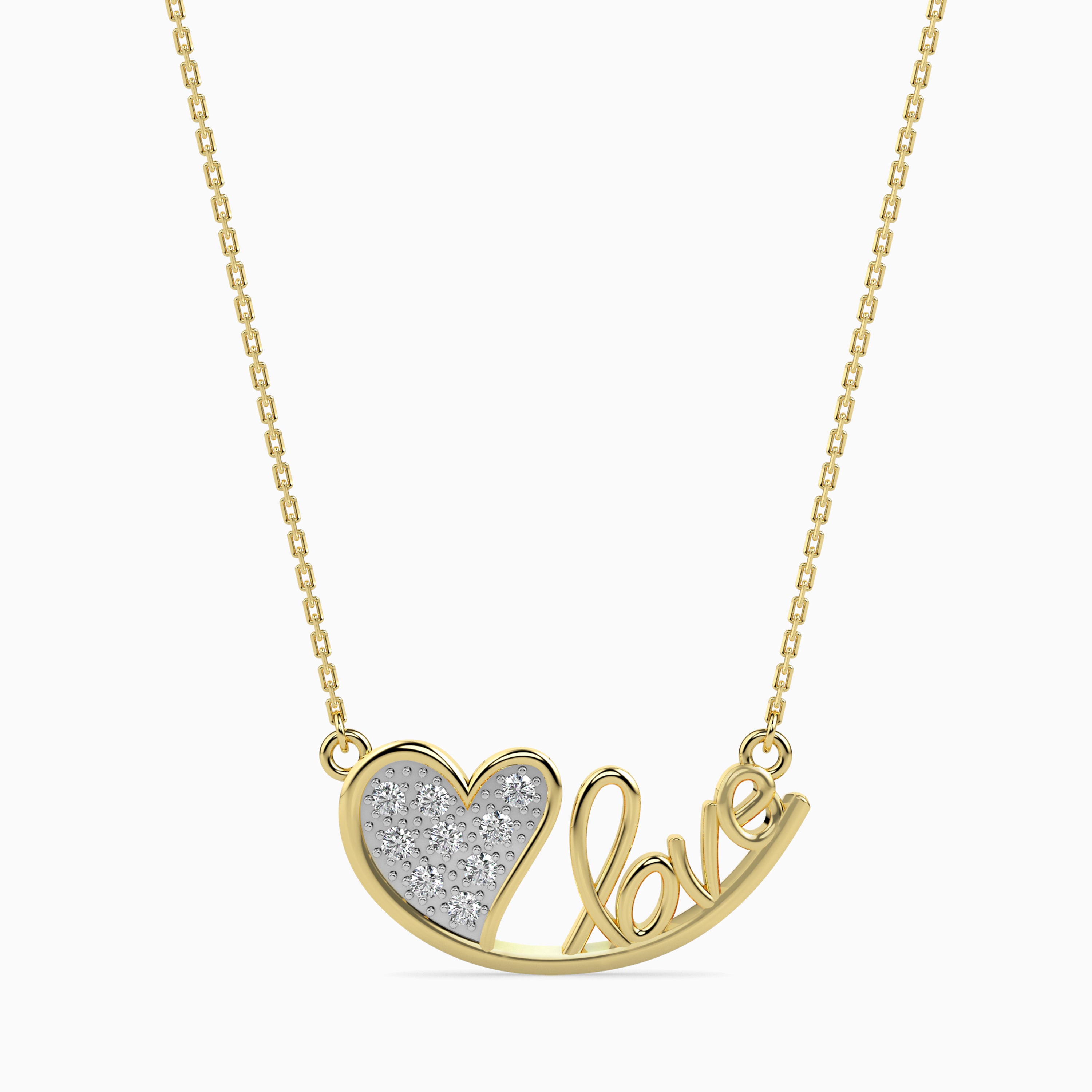 0.11Ct Heart Micro Pave Lab-Grown Diamond Gold Pendant Necklace