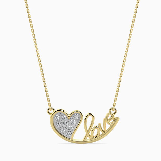 0.11Ct Heart Micro Pave Lab-Grown Diamond Gold Pendant Necklace