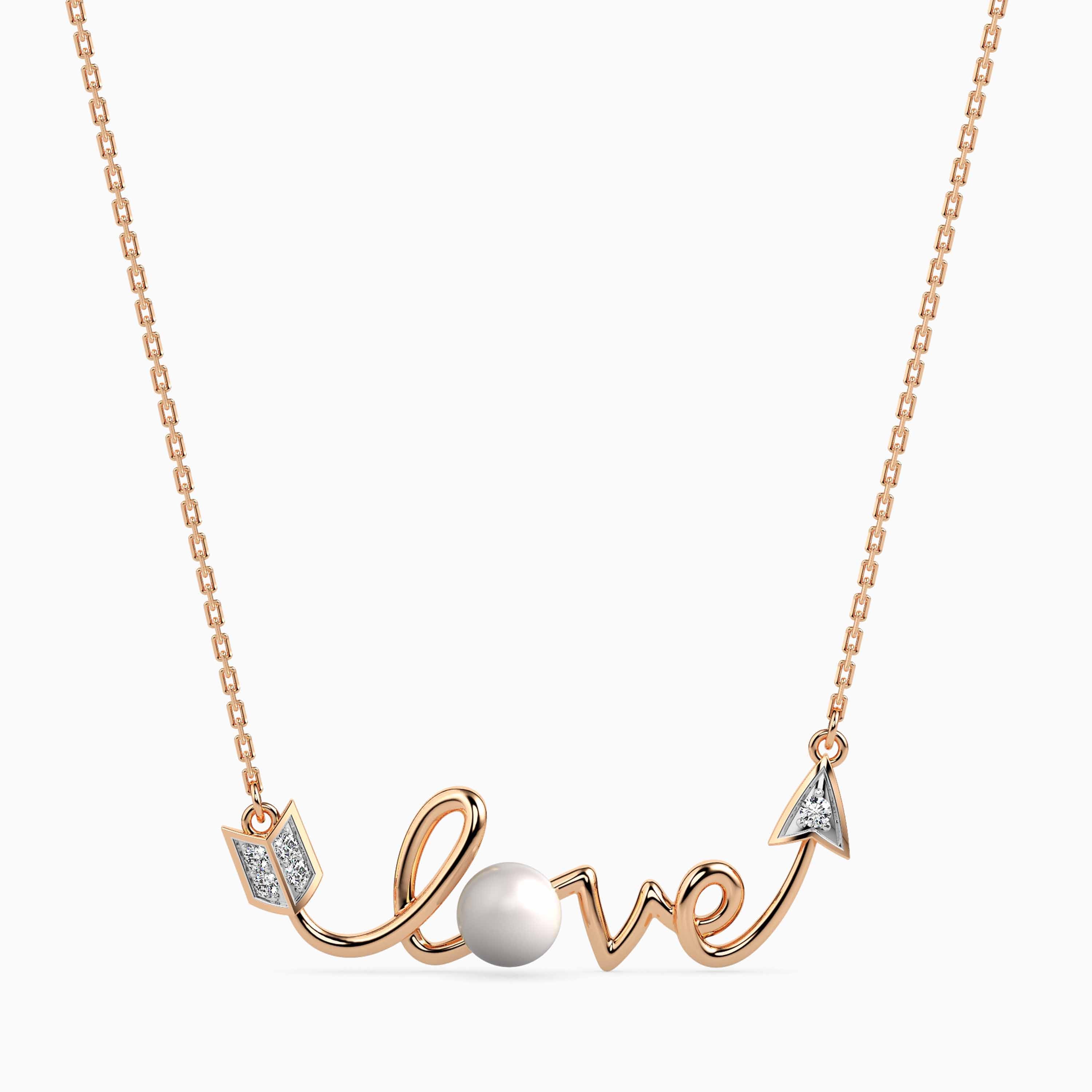 0.04Ct Love Arrow Lab-Grown Diamond Gold Pendant Necklace
