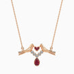 0.24Ct Red Pear Bezel Lab-Grown Diamond Gold Pendant Necklace