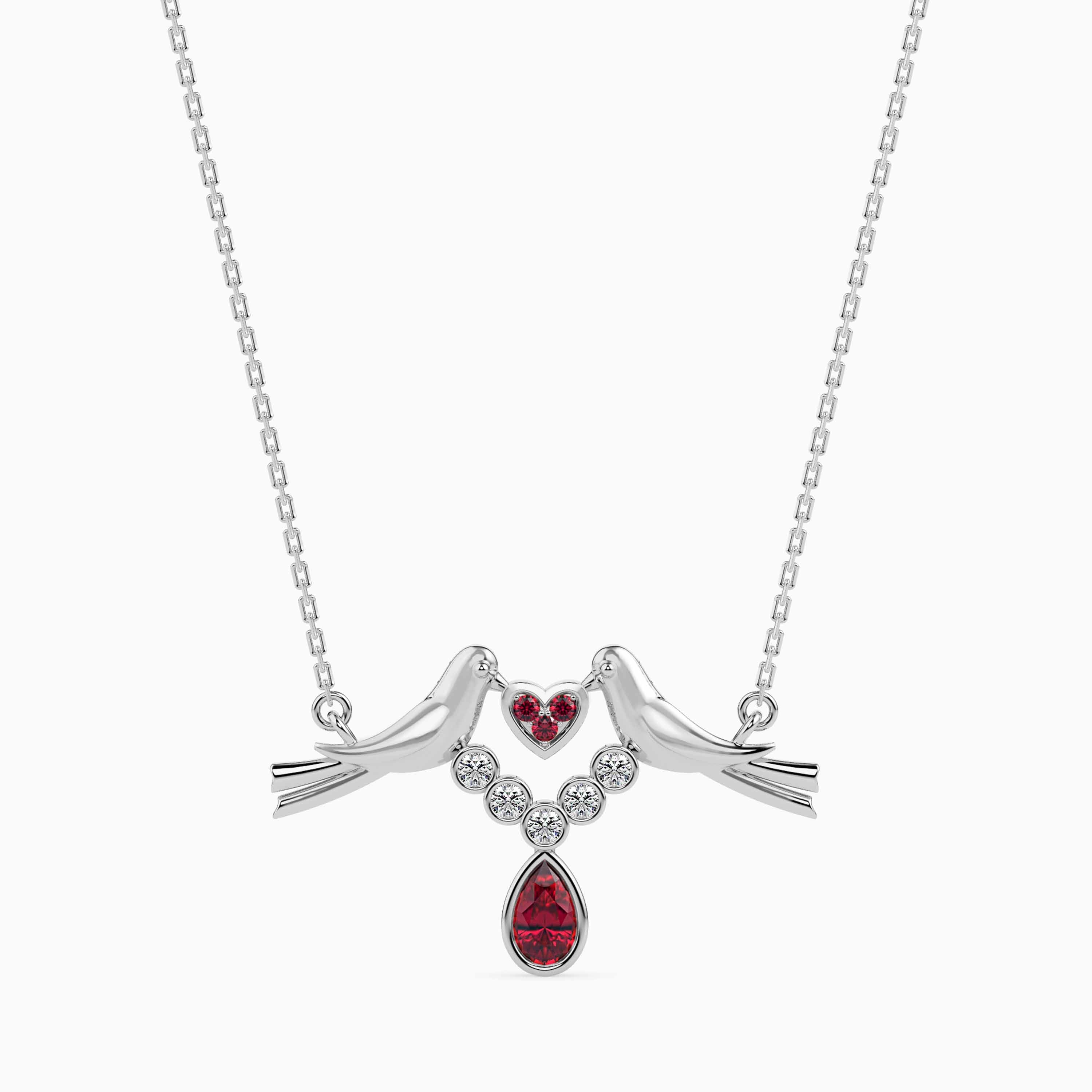 0.24Ct Red Pear Bezel Lab-Grown Diamond Gold Pendant Necklace