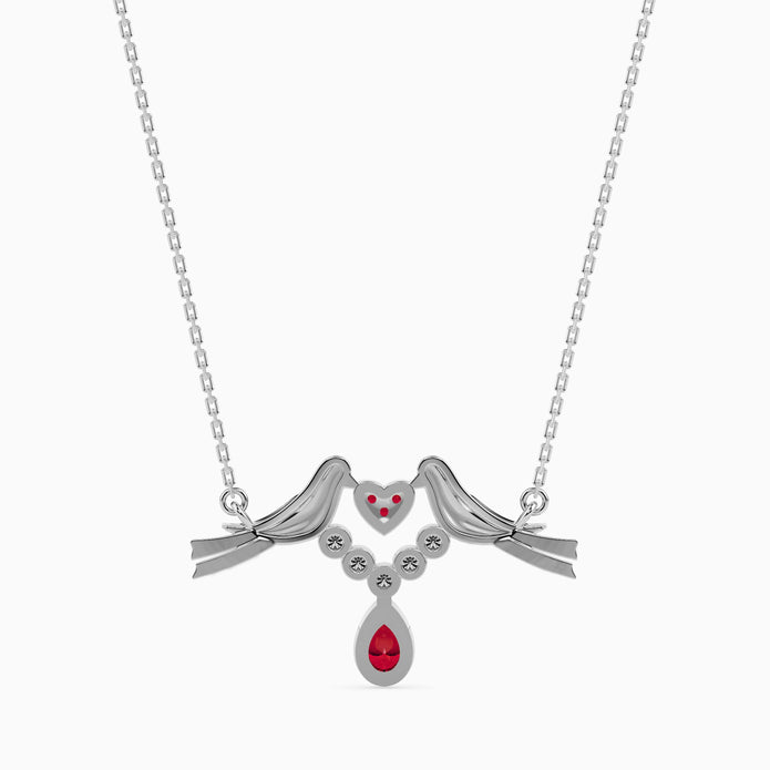 0.24Ct Red Pear Bezel Lab-Grown Diamond Gold Pendant Necklace