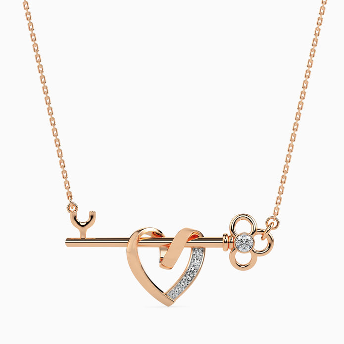 0.08Ct Round Bezel Lab-Grown Diamond Gold Pendant Necklace