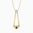 0.15Ct Red Round Flush Set Lab-Grown Diamond Gold Pendant Necklace