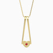 0.15Ct Red Round Flush Set Lab-Grown Diamond Gold Pendant Necklace