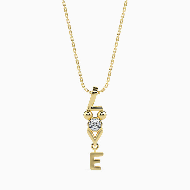0.10Ct "Love" Word  Lab-Grown Diamond Gold Pendant Necklace