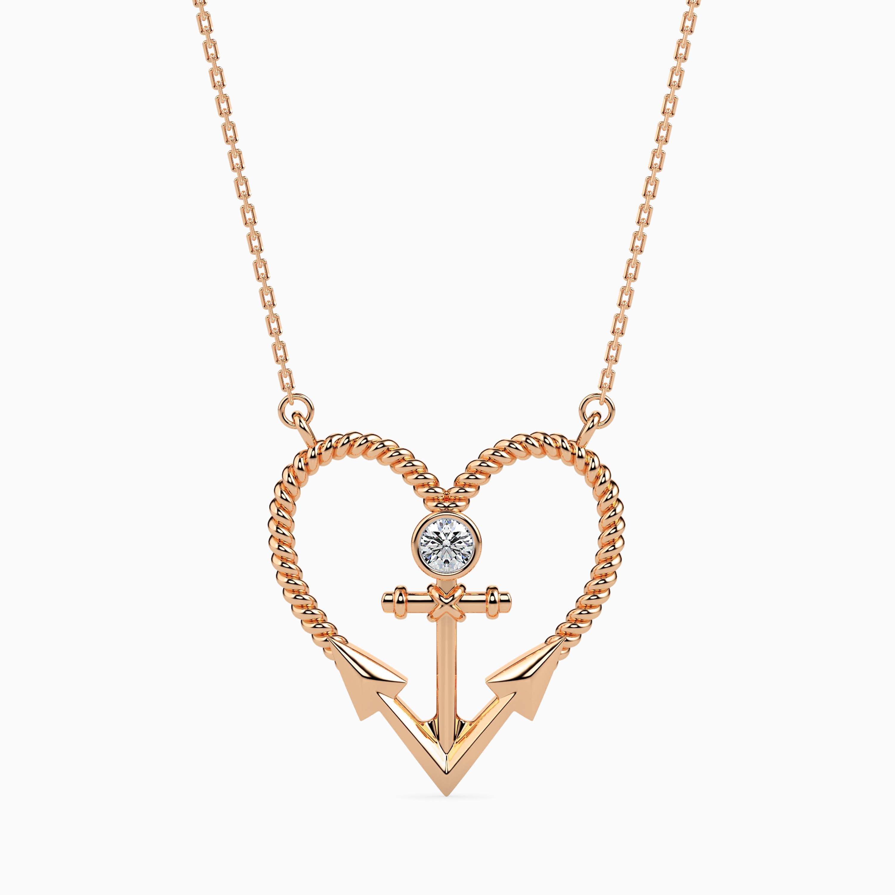 0.10Ct Round Bezel Twisted Lab-Grown Diamond Gold Pendant Necklace