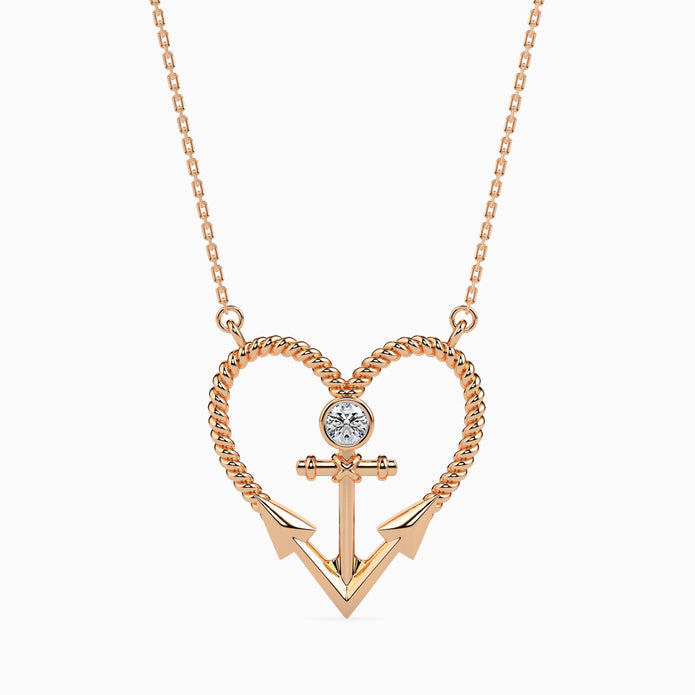 0.10Ct Round Bezel Twisted Lab-Grown Diamond Gold Pendant Necklace