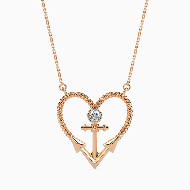 0.10Ct Round Bezel Twisted Lab-Grown Diamond Gold Pendant Necklace