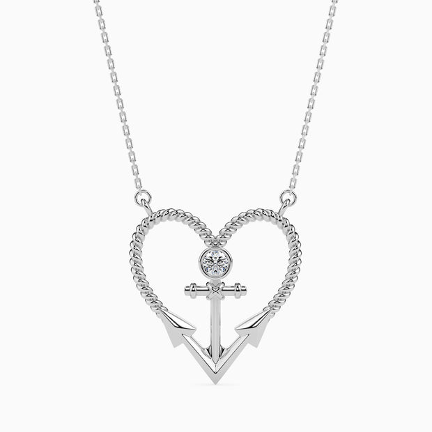 0.10Ct Round Bezel Twisted Lab-Grown Diamond Gold Pendant Necklace