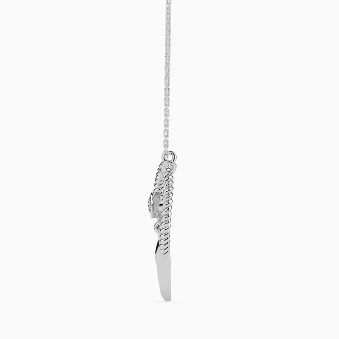 0.10Ct Round Bezel Twisted Lab-Grown Diamond Gold Pendant Necklace