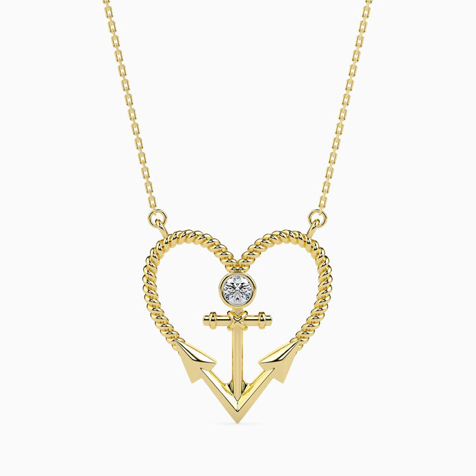 0.10Ct Round Bezel Twisted Lab-Grown Diamond Gold Pendant Necklace