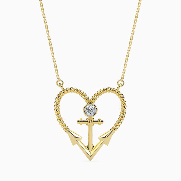 0.10Ct Round Bezel Twisted Lab-Grown Diamond Gold Pendant Necklace