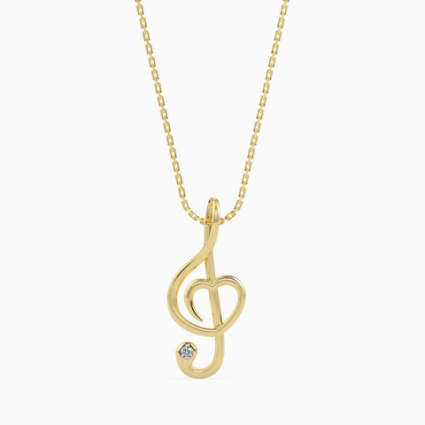 0.01Ct Round Bezel Lab-Grown Diamond Gold Pendant Necklace