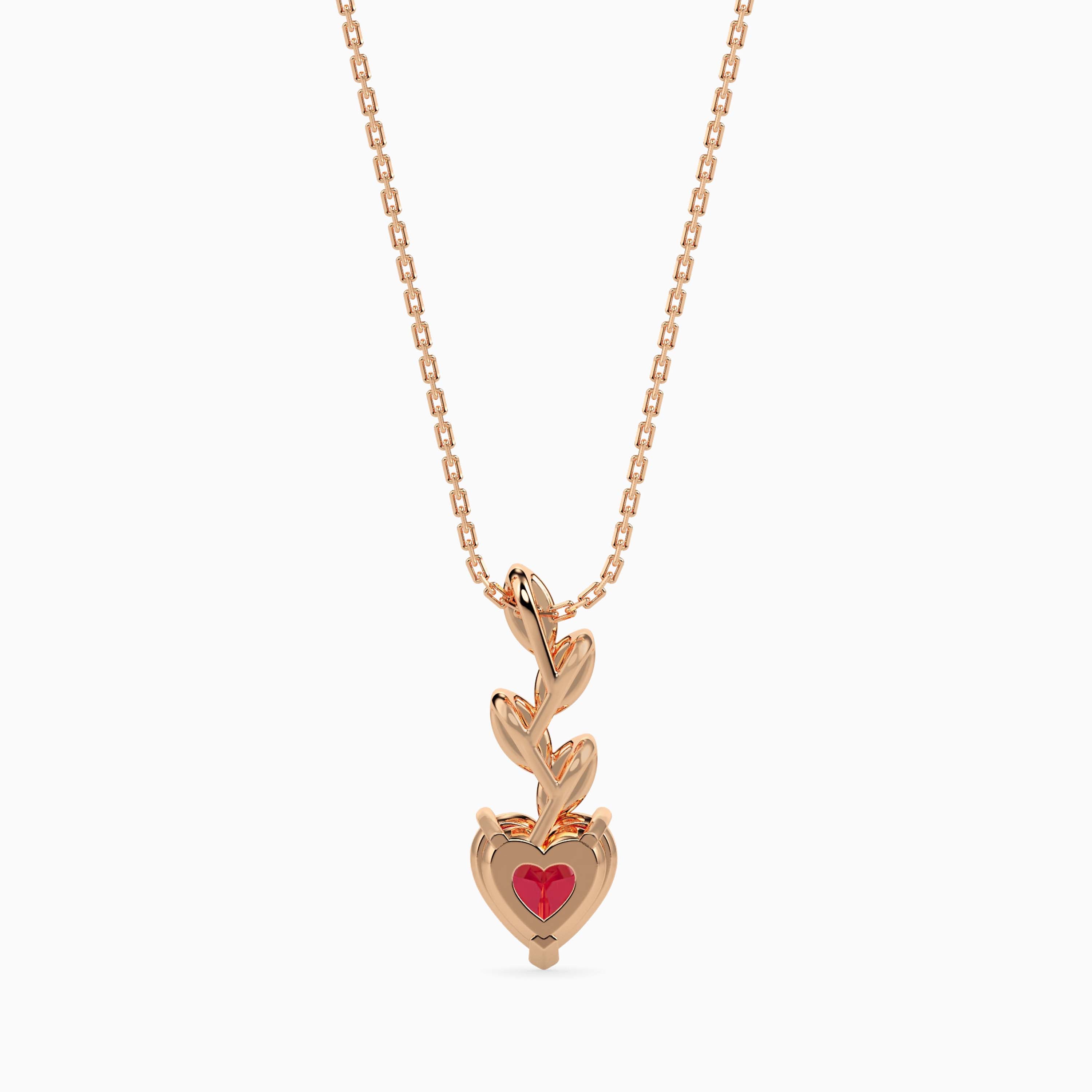 0.97Ct Red Heart Lab-Grown Diamond Gold Pendant Necklace