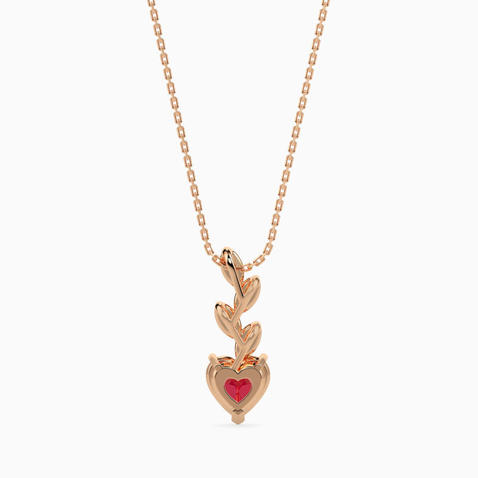 0.97Ct Red Heart Lab-Grown Diamond Gold Pendant Necklace