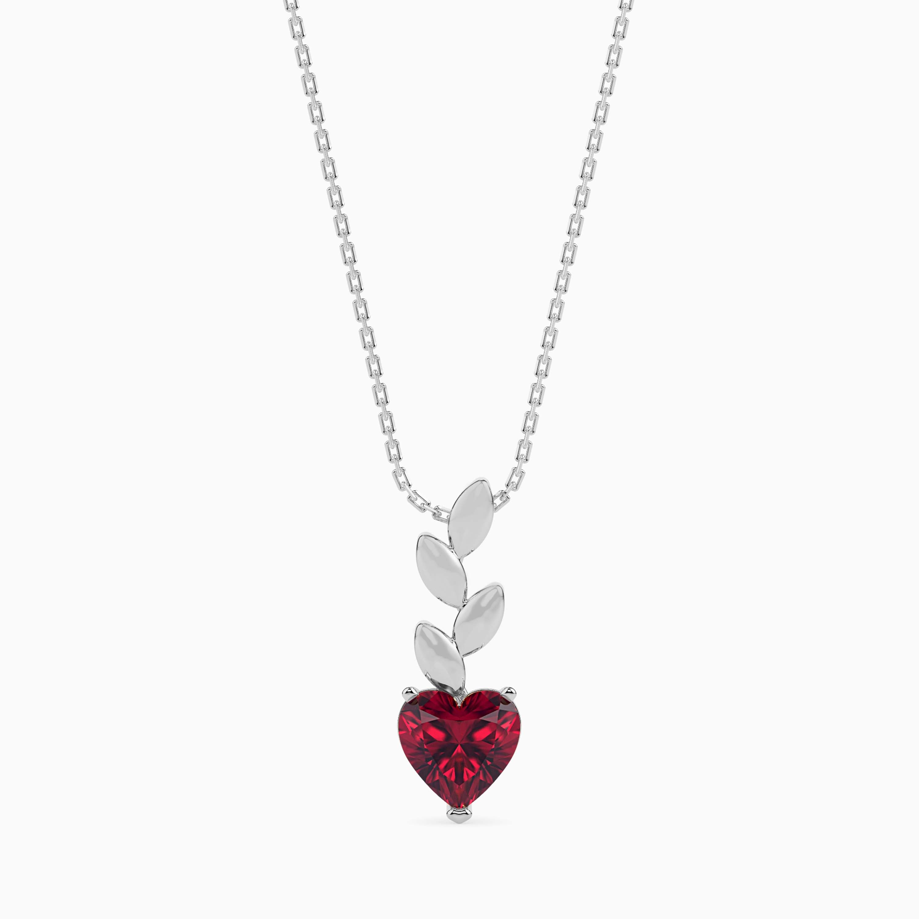 0.97Ct Red Heart Lab-Grown Diamond Gold Pendant Necklace