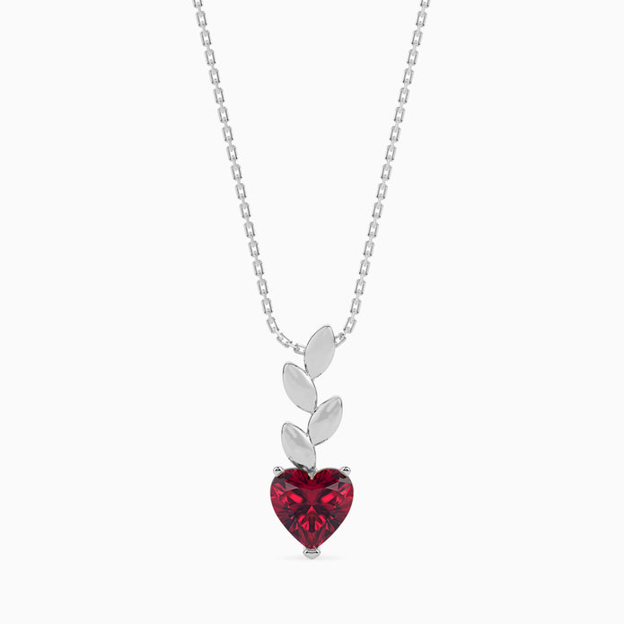 0.97Ct Red Heart Lab-Grown Diamond Gold Pendant Necklace