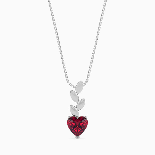 0.97Ct Red Heart Lab-Grown Diamond Gold Pendant Necklace