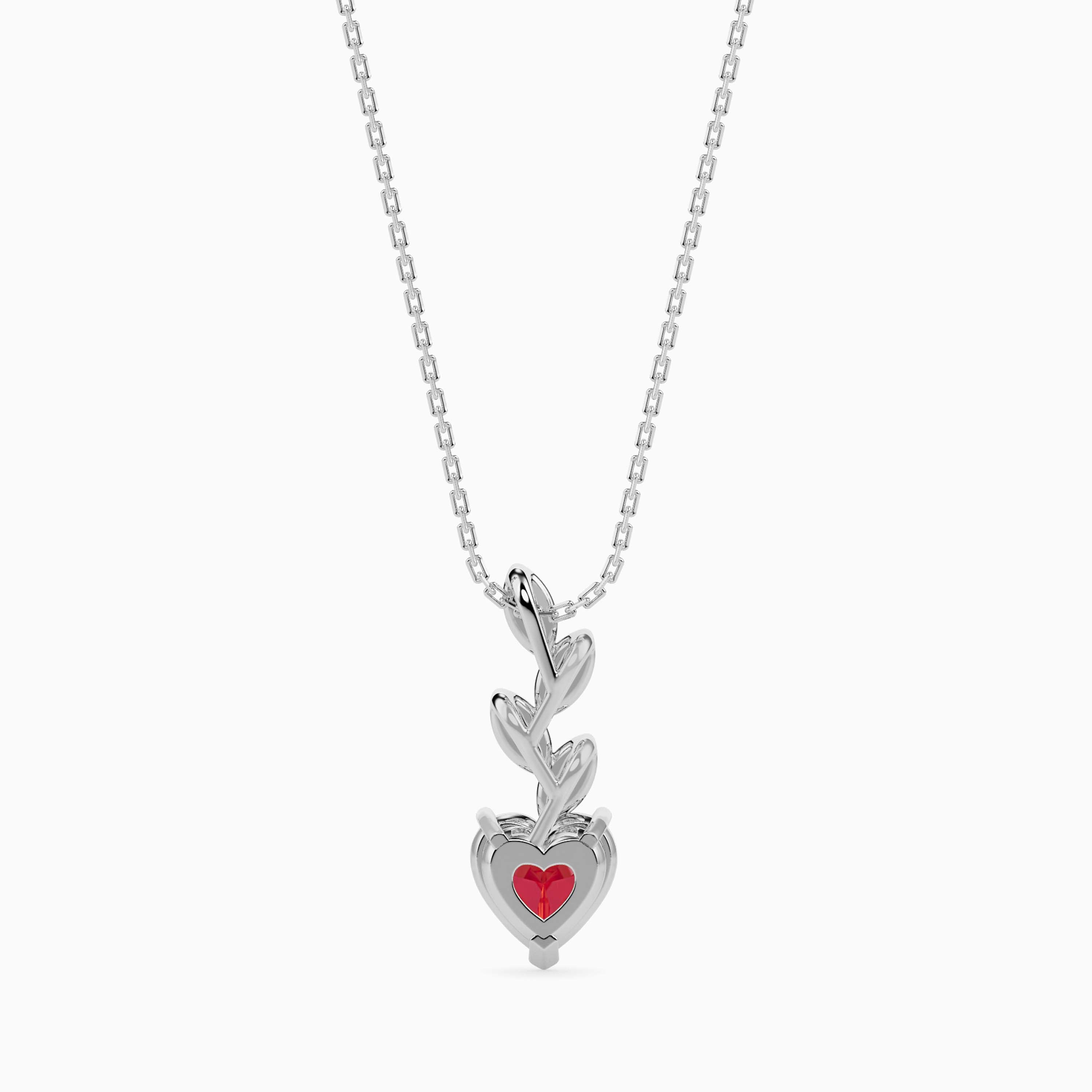 0.97Ct Red Heart Lab-Grown Diamond Gold Pendant Necklace
