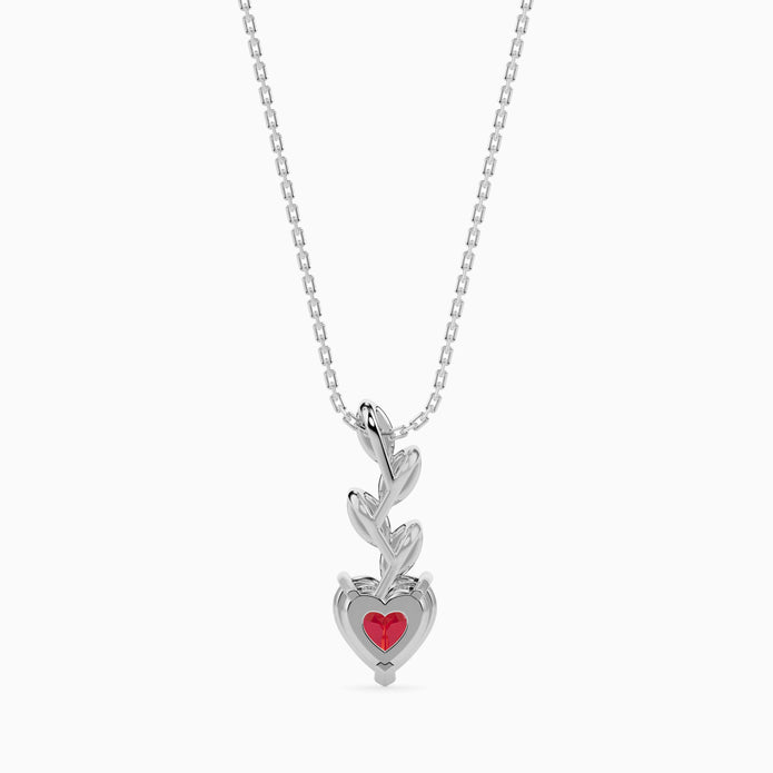 0.97Ct Red Heart Lab-Grown Diamond Gold Pendant Necklace