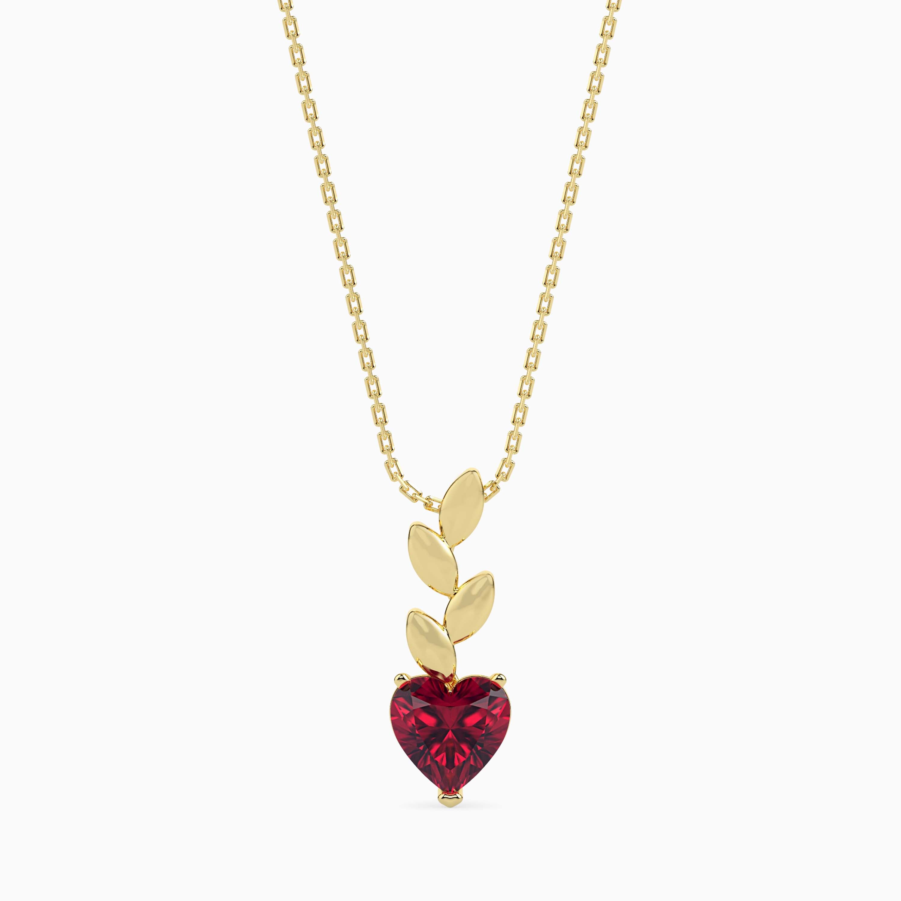 0.97Ct Red Heart Lab-Grown Diamond Gold Pendant Necklace