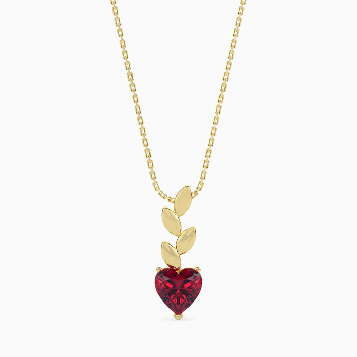 0.97Ct Red Heart Lab-Grown Diamond Gold Pendant Necklace