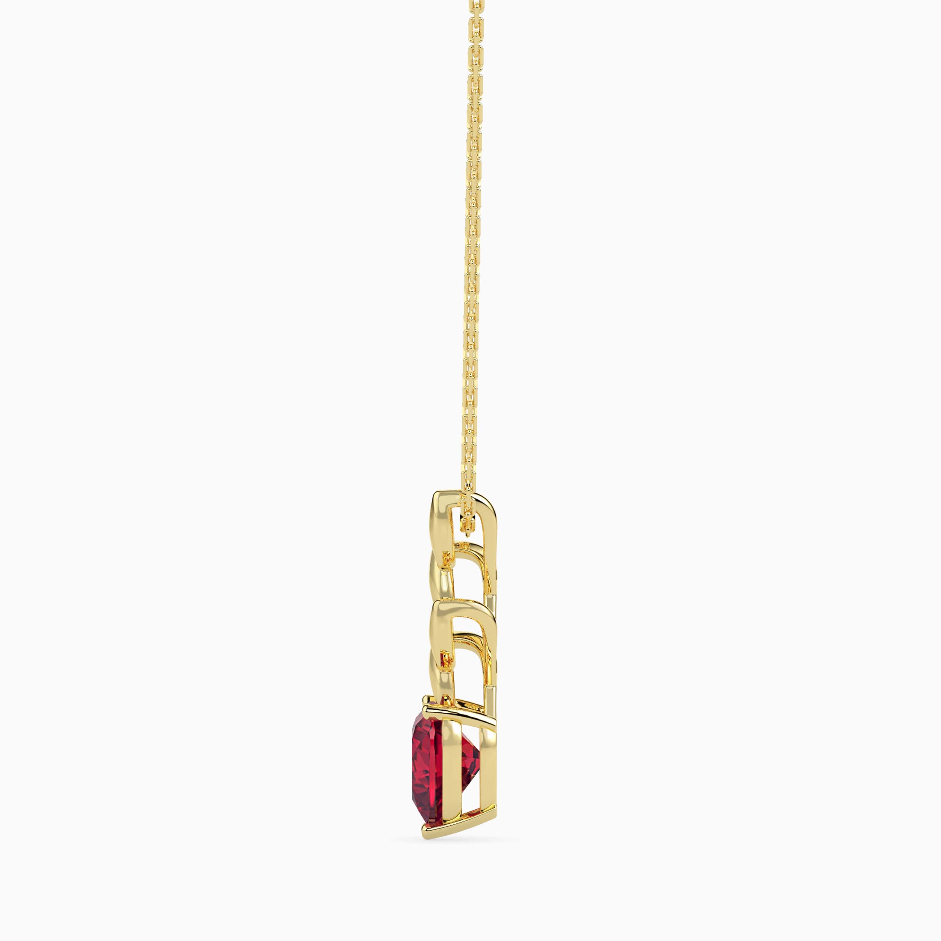 0.97Ct Red Heart Lab-Grown Diamond Gold Pendant Necklace