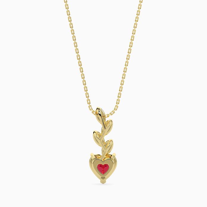 0.97Ct Red Heart Lab-Grown Diamond Gold Pendant Necklace